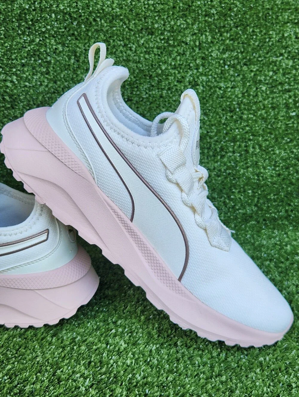 PUMA Pacer Street Running Rose Cream Size 4 Youth Big Girl Casual Sneakers Shoes